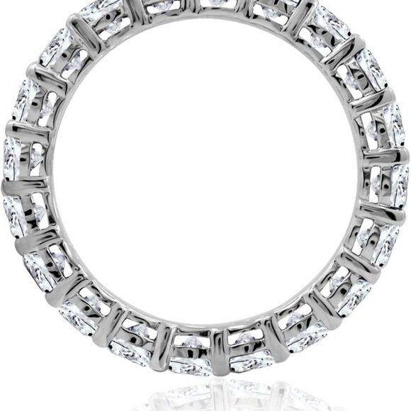 Sterling Silver Band Ring Platinum Plated Cubic Zirconia 3 Carat Jewelry - Picture 2 of 7